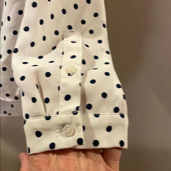 Talbots Polka Dot Tie-Front Blouse - Picture 5 of 8